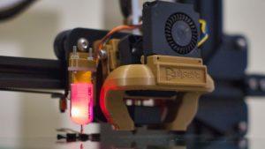 A 3D printer 3D printing up close.