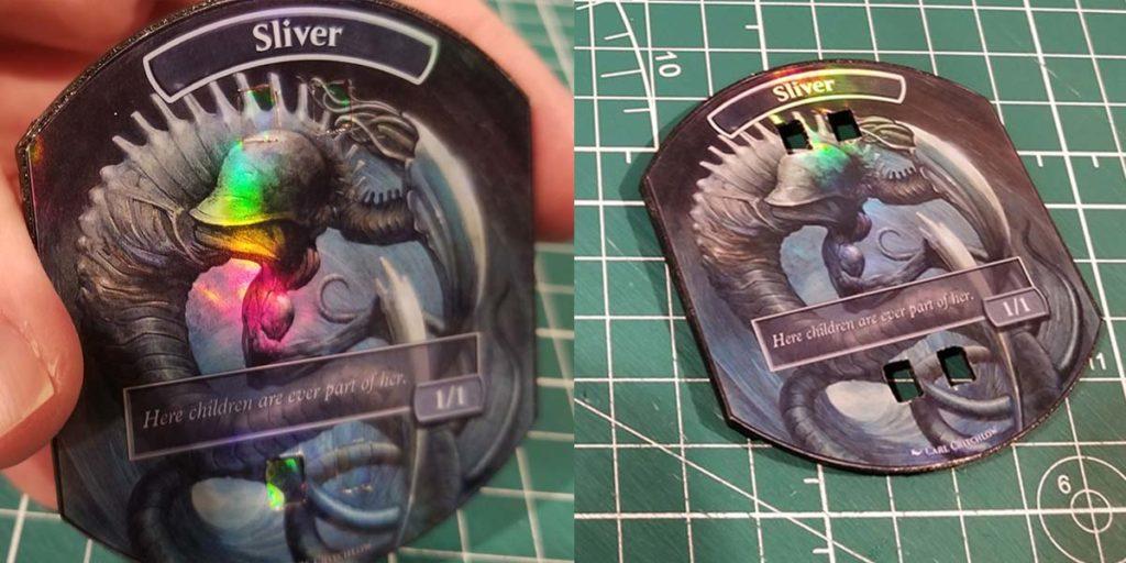Carefully remove the cut out windows from the Mass MTG Tokens label