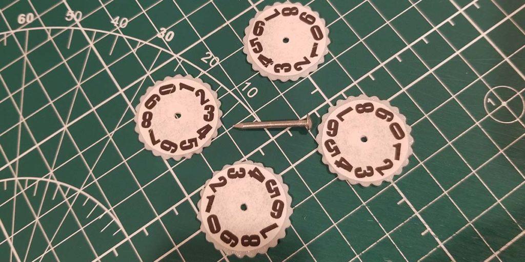 All 4 of the number wheels finished for the Mass MTG Dry Erase Tokens.