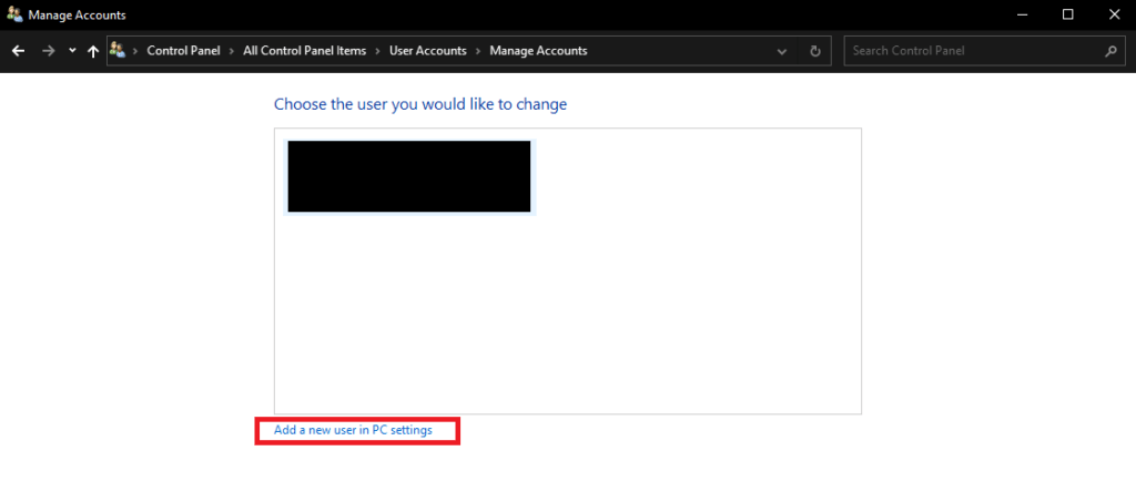 The next step to create new user windows 10 is to click on add a new user in pc settings.