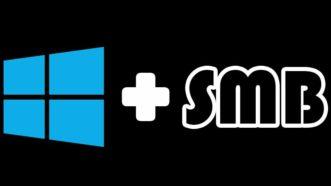 A photo for the article Setup SMB File Shares on Windows showing a the Windows logo with a plus symbol and the text 'SMB'