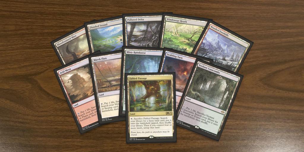 11 different MTG fetch lands to represented the list of all fetch lands