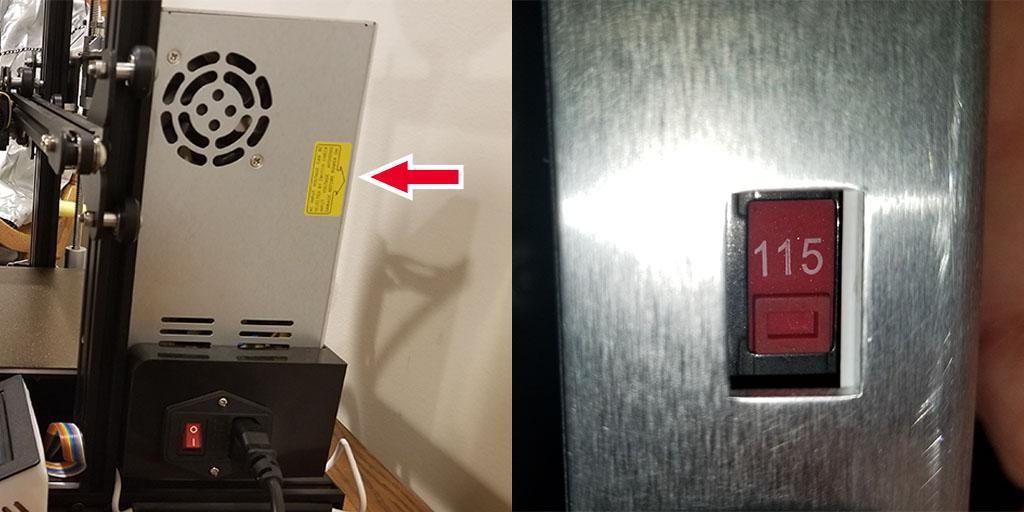 A quick potential Ender 3 Pro thermal runaway error fix is to make sure the power supply has the correct voltage set by checking the back of the power supply and finding the red voltage switch.