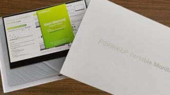 A ForHelp Portable Monitor being unboxed