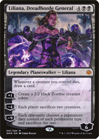 Card image of Liliana, Dreadhorde General. #1 on the list of best black Planeswalkers.