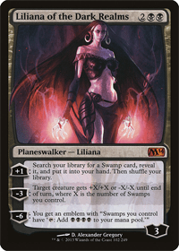 Card image of Liliana of the Dark Realms. #9 on the list of best black Planeswalkers.