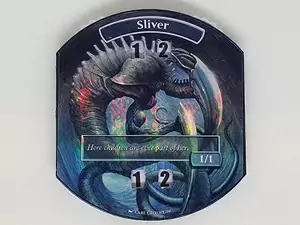 In terms of cool MTG accessories you can 3D print, Mass MTG Tokens are on the list. Shown here is a Sliver Mass MTG Token, which is a token with dual counters on it