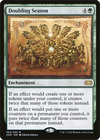 One of many MTG token doublers, Doubling Season card pictured