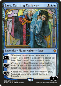 One of many MTG token doublers, Jace, Cunning Castaway card pictured