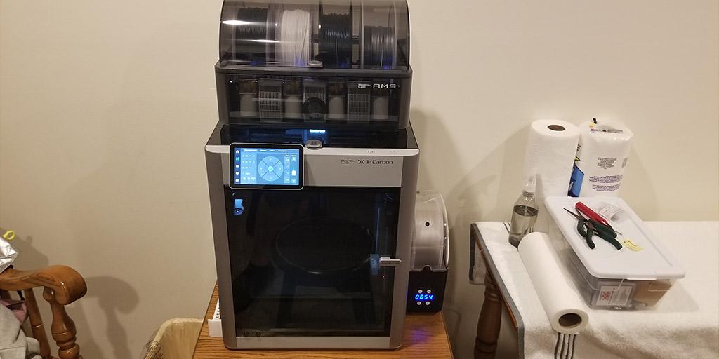 Shown here is my Bambu Lab X1 Carbon, the printer I got after using my Ender 3 Pro for a while. It would make for an excellent 3D printer for beginners, but it is very expensive. 