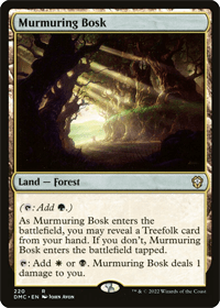 Of all the MTG tri lands with fetchable types, Murmuring Bosk is a standalone, unique one. The card Murmuring Bosk is shown here