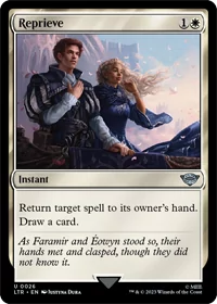 One of the few MTG white counterspell cards, Reprieve is shown here.