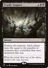 One of the best budget MTG black board wipes is the card shown here, Deadly Tempest.