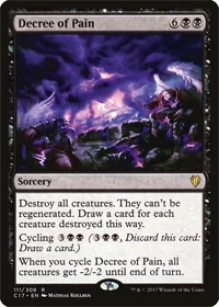 One of the best of all of the MTG black board wipes is the card shown here, Decree of Pain.