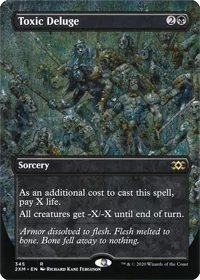 One of the best of all of the MTG black board wipes is the card shown here, Toxic Deluge in the full art variant. 