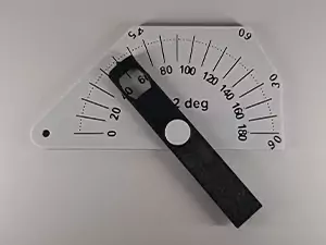 This angle finder shown is a very beneficial 3D printed tool. All parts are printed and the face of the angle finder has indicators for measuring an object's angle.