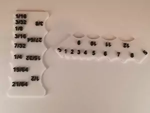 A really handy pair of 3D printed tools are both a metric and imperial fillet gauge. Shown in the photo are both of these gauges printed in white PLA with black PLA for the numbers.