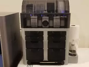 A sample PETG print being shown using the recommended Bambu X1C PETG settings. The print itself is a Bambu Lab organization storage box called BaBo.